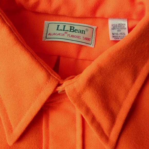 SOLD LLBean Allagash Orange Flannel Shirt USA Made - Picture 5 of 8